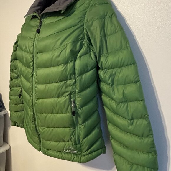 LL Bean Puffy Ski Jacket Green, Nylon Shell & Lining Zip Pockets Size Reg XS - Picture 7 of 16